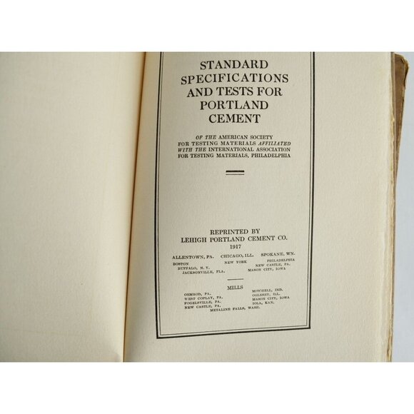 1917 Standard Specifications and Tests for Portland Cement Antique Book - Picture 5 of 6